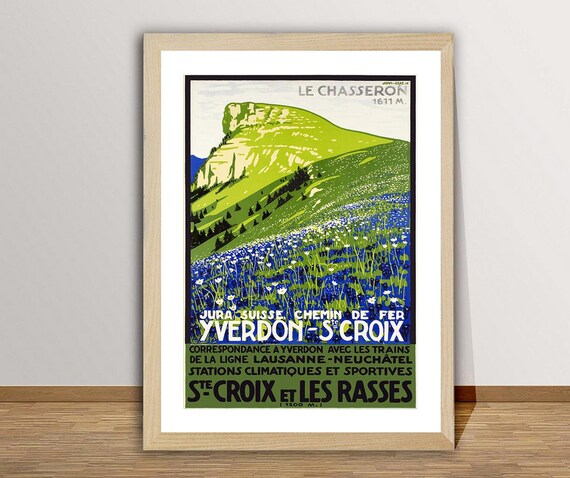 Jura Suisse Chemin De Fer Vintage Travel Poster