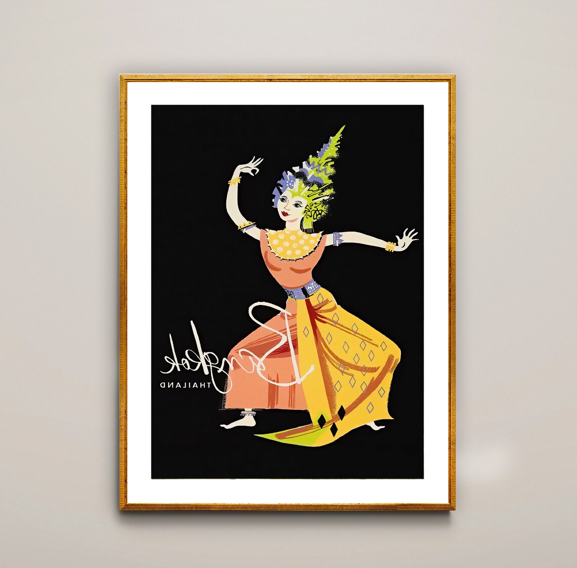 Bangkok Thailand Vintage Travel Poster, Travel Poster
