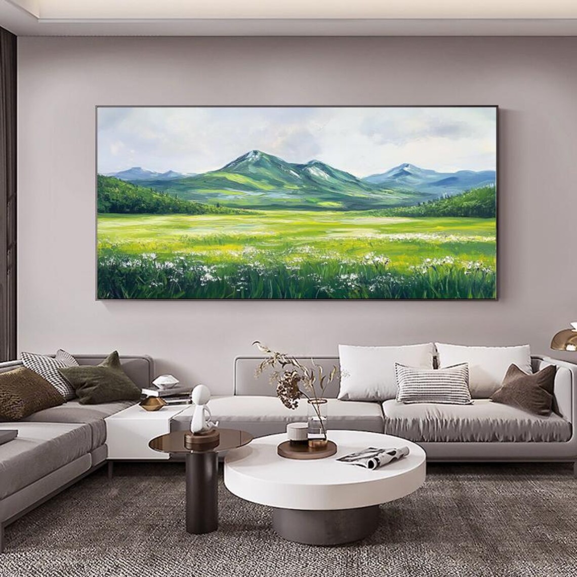 Serene Green Mountain Valley With Wildflower Meadow Landscape Poster - Image 6