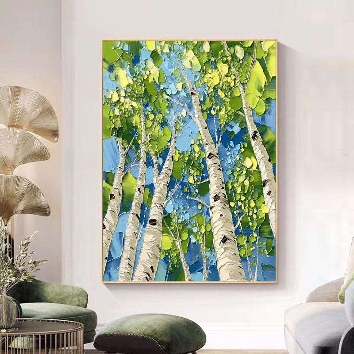Abstract Landscape Painting Grey Sky And Lake With Pine Tree Reflections Textured Wall Art For Living Room Entryway Dining Room