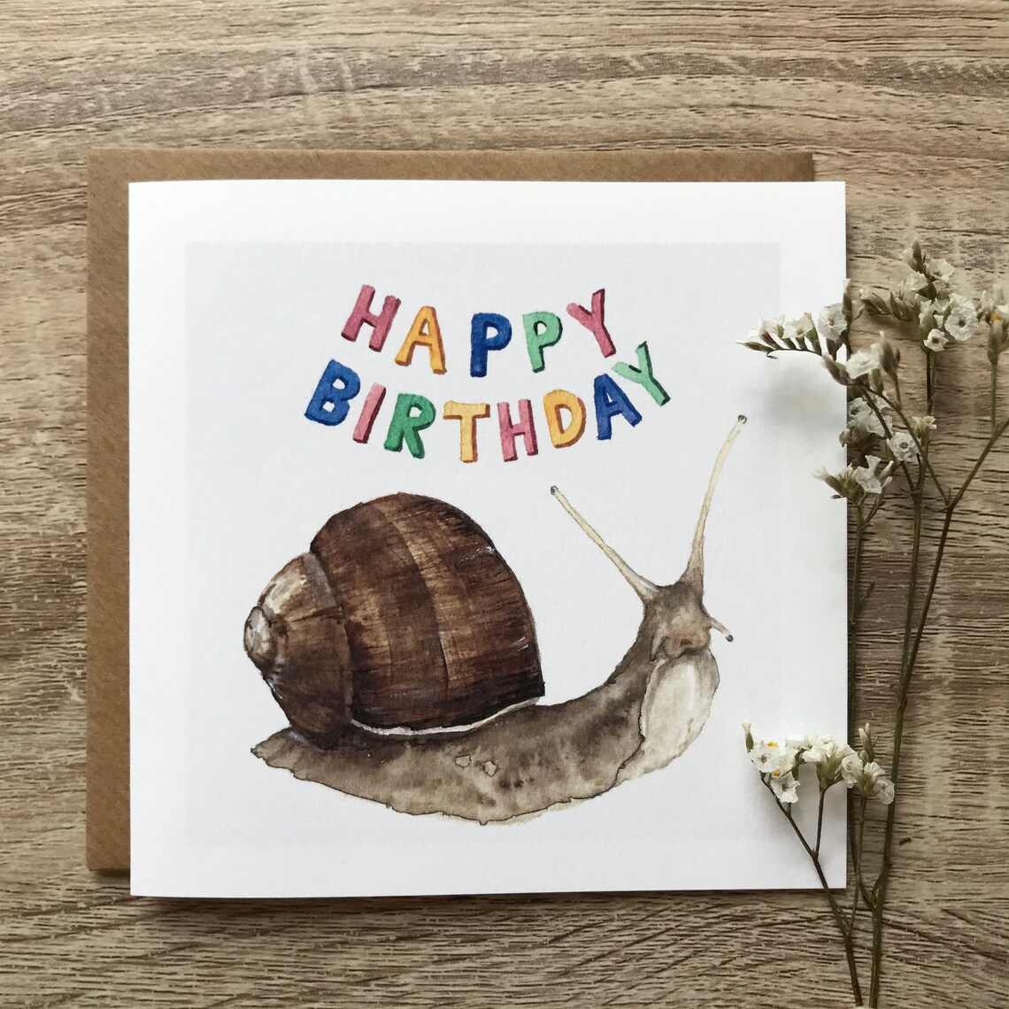 Snail Birthday Banner Card, Party Greeting Art Print