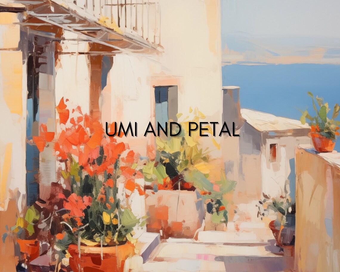 Mediterranean Alley Bougainvillea Sea View Sunny Italy Poster - Image 2