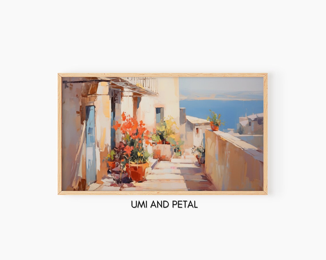 Mediterranean Alley Bougainvillea Sea View Sunny Italy Poster