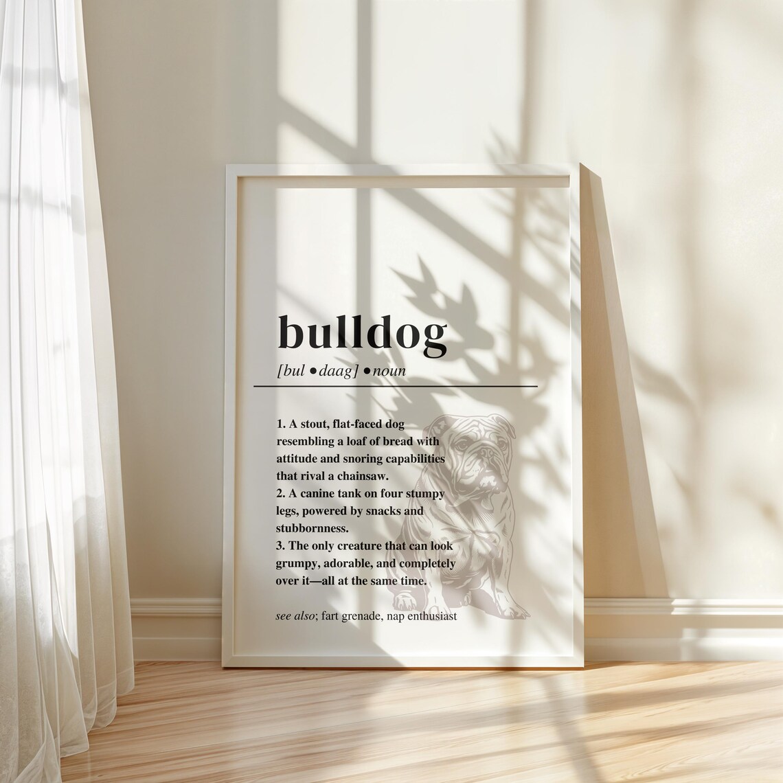 Bulldog Dictionary Definition Funny Dog Lover Humor Art Poster