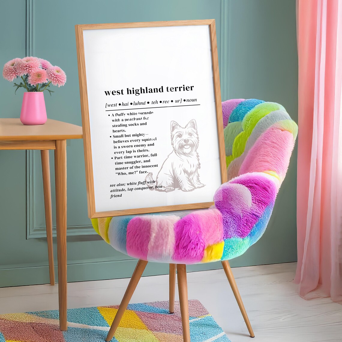 Funny West Highland White Terrier Definition, Dog Art Print