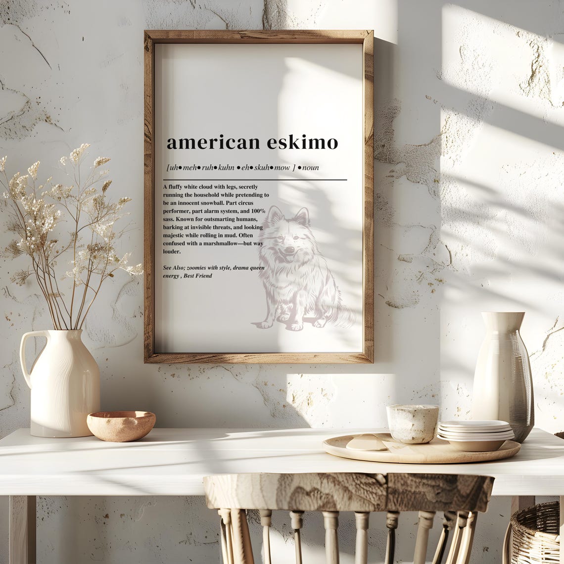 American Eskimo Dog Definition Funny Dictionary Breed Poster