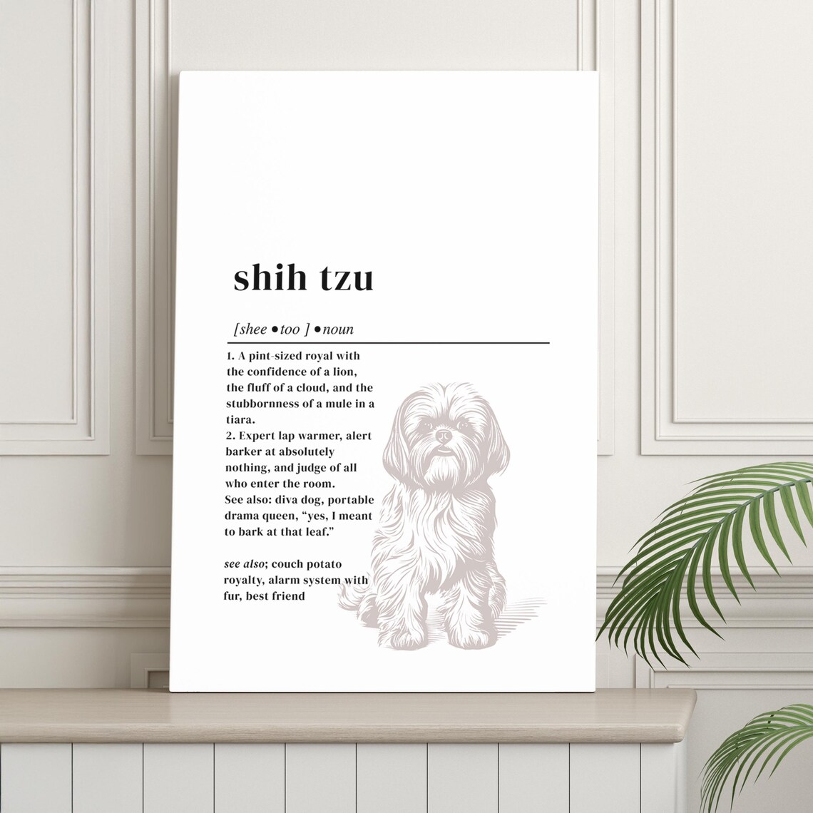 Shih Tzu Dictionary Definition Funny Small Dog Breed Art Poster
