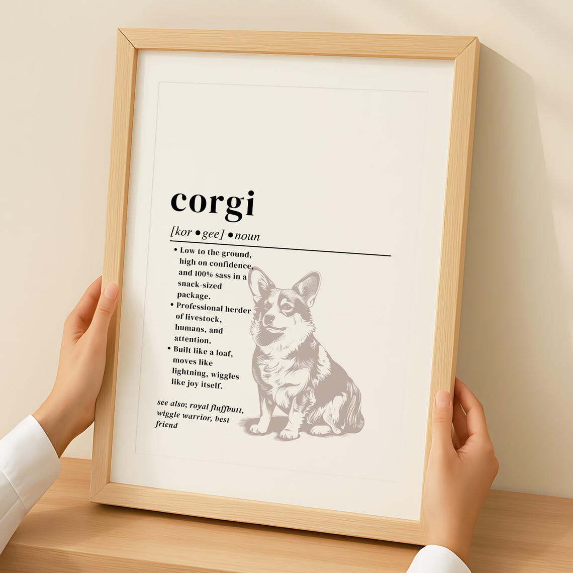 Cute Corgi Funny Definition Dog Breed Lover Gift Pet Decor Wall Art