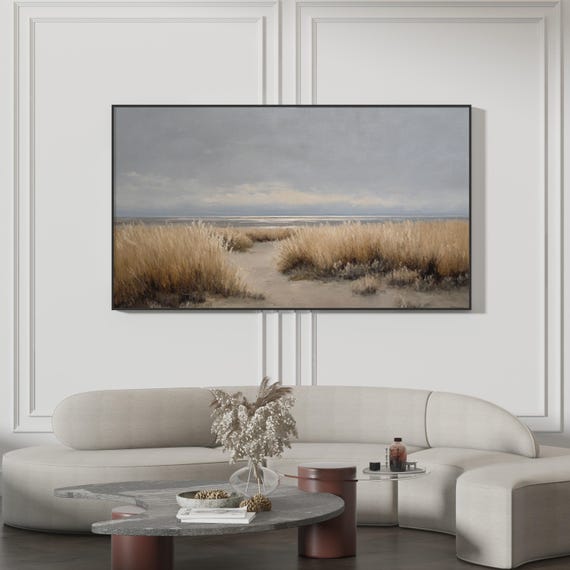 Samsung Frame Tv Art Vintage Mountain Landscape Painting Hiking Trail Rolling Hills Blue Ridge Scenic View Rustic Cabin Decor 4k