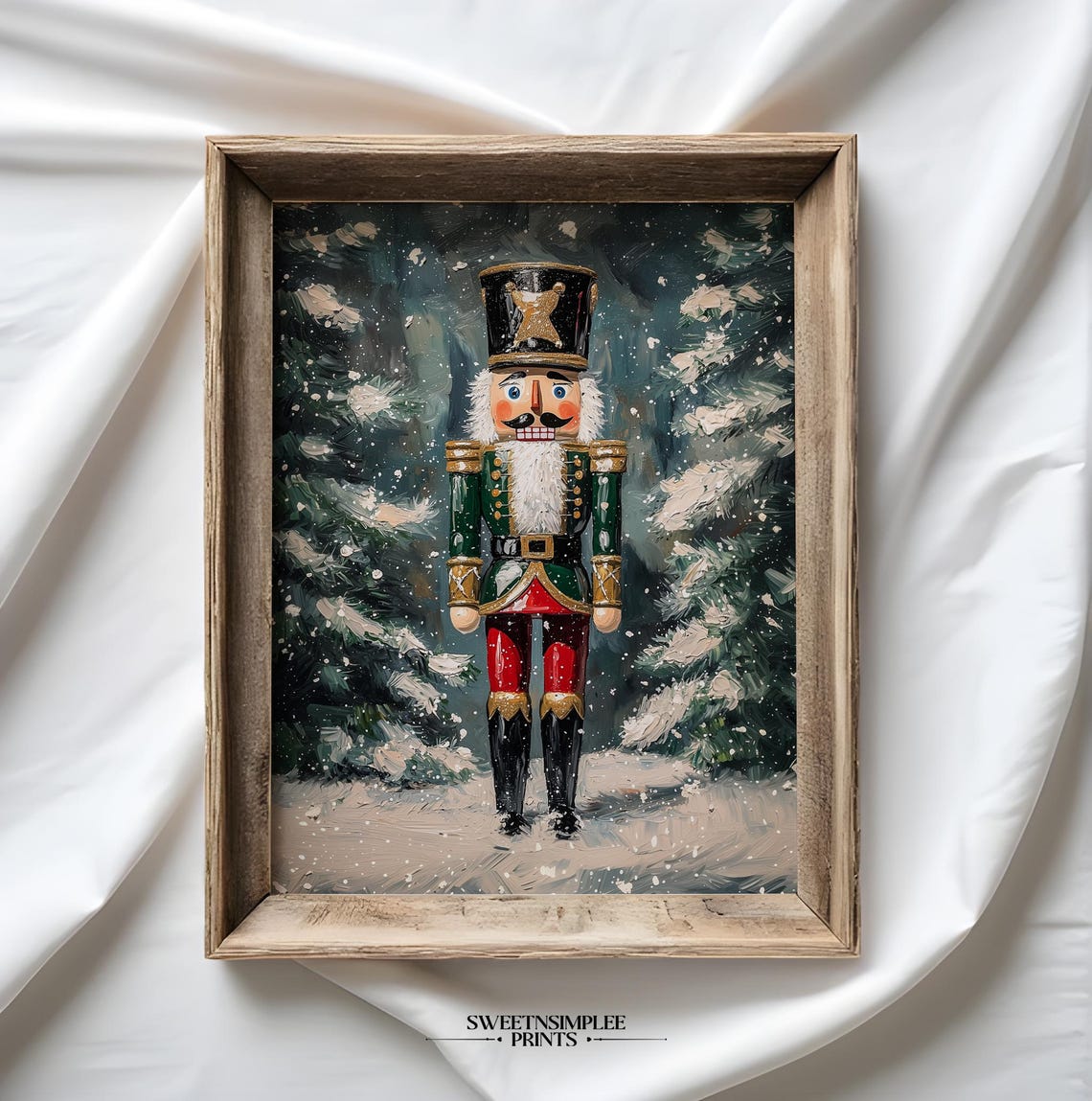 Vintage Nutcracker Poster Christmas Soldier Snowy Forest Holiday Art - Image 2