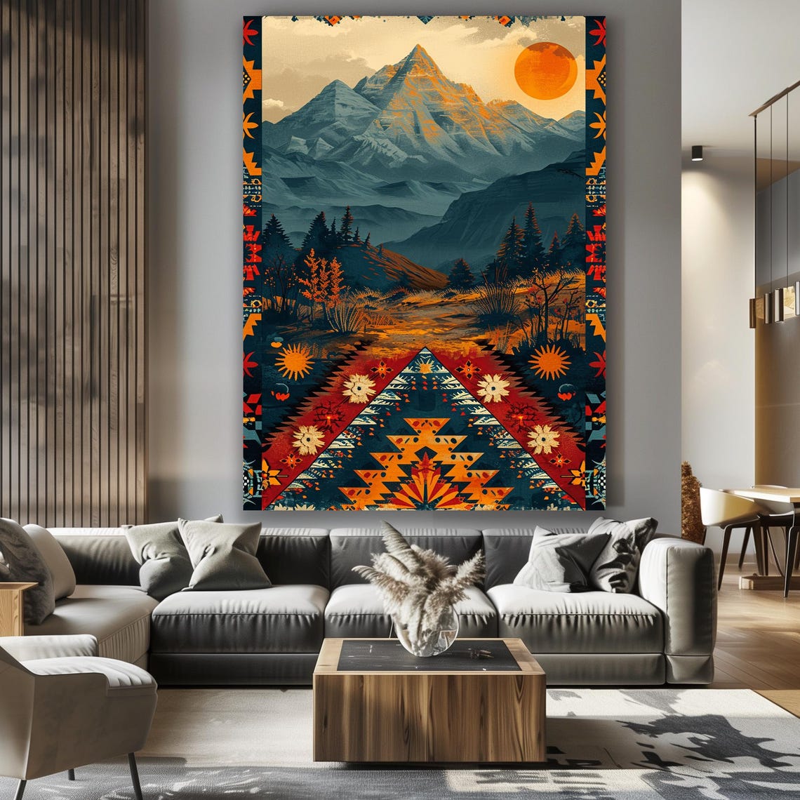 African Patterns Mountain Wall Decor Landscape Art Wall Hanging Extra Large Wall Art Print Wall Decor Housewarming Gift - Image 6