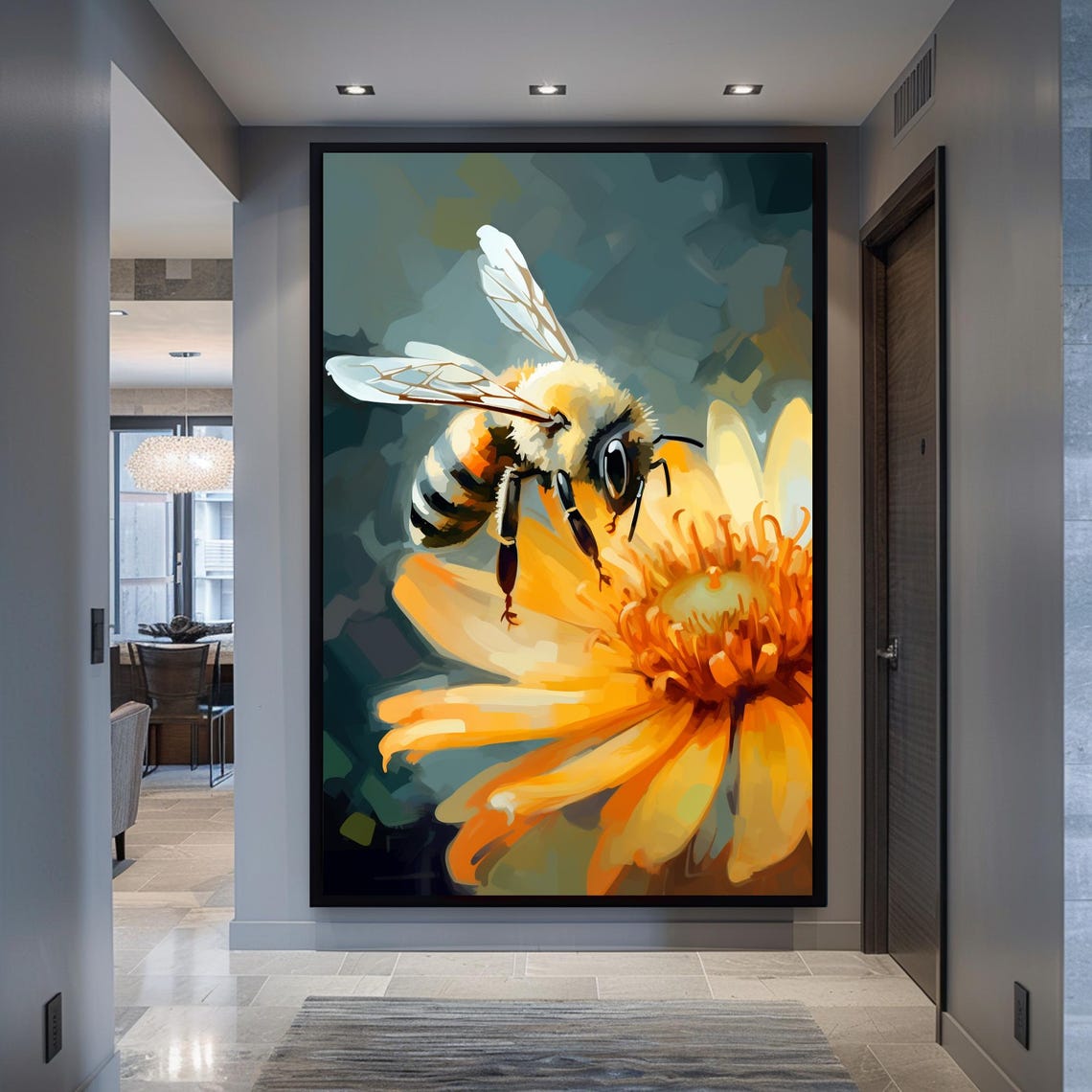 Bee Decor Flower Art Floral Art Print Wall Art Large Wall Decor Unique Gifts Housewarming Gift Maximalist Decor Art Decor - Image 2