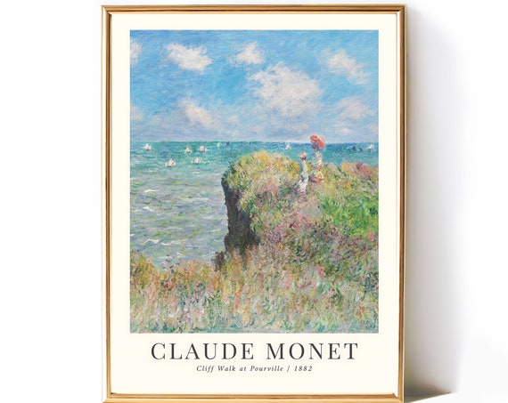 The Cliff Walk At Pourville Claude Monet Printvintage Landscape Living Room Decor Rustic Home Exhibition Poster
