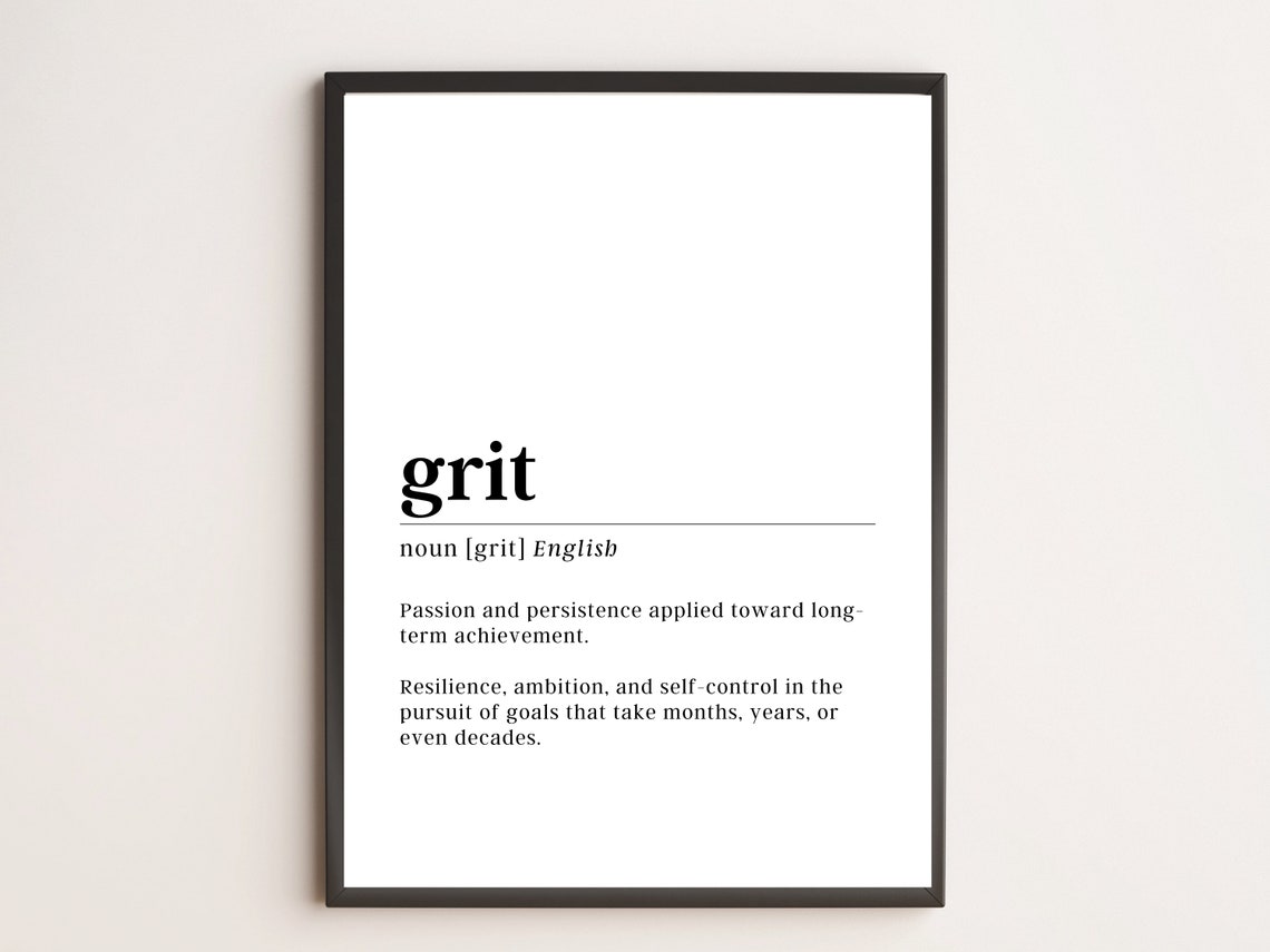 Grit Definition Dictionary Style Resilience Motivation Quote Poster