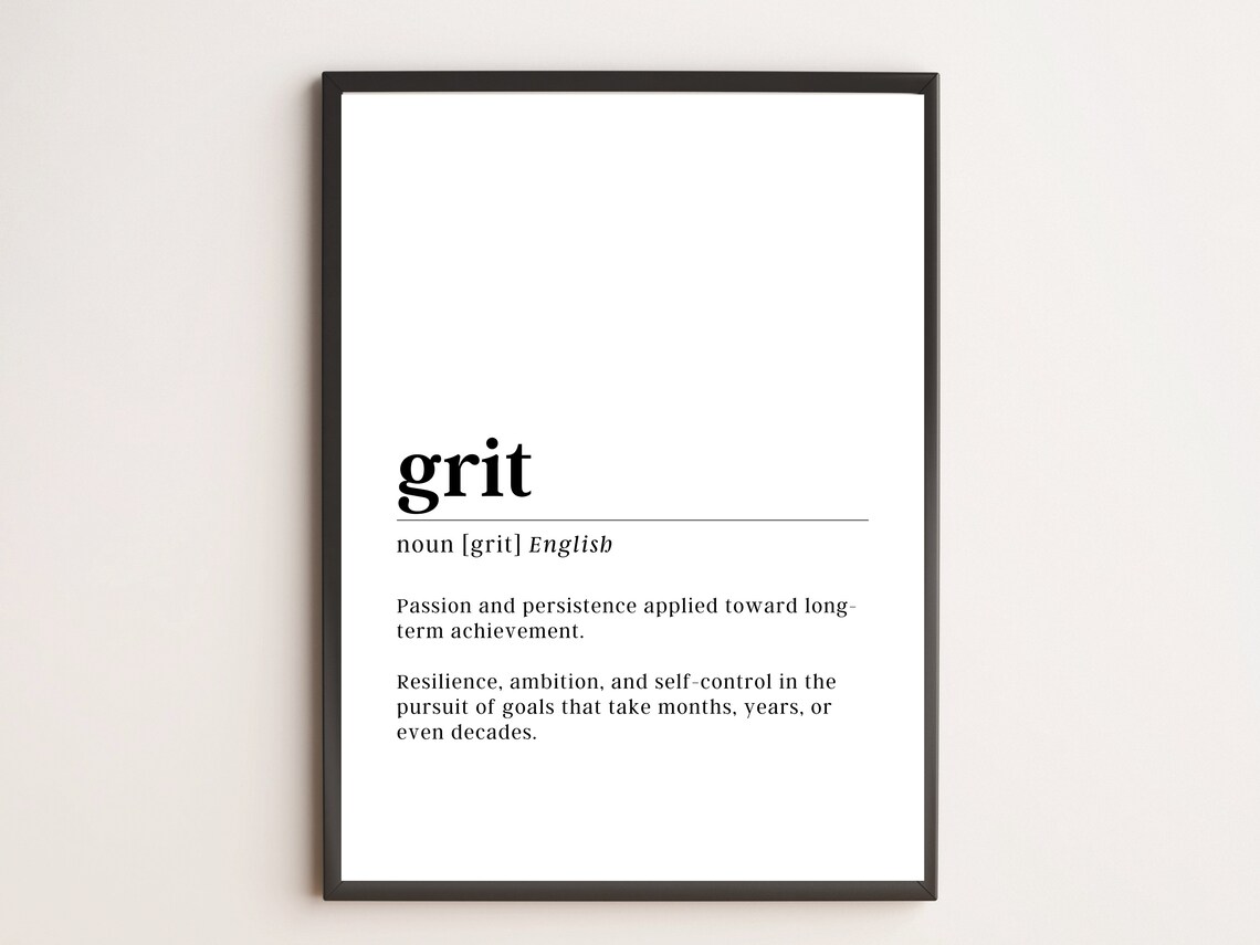 Grit Definition Print Motivational Wall Art