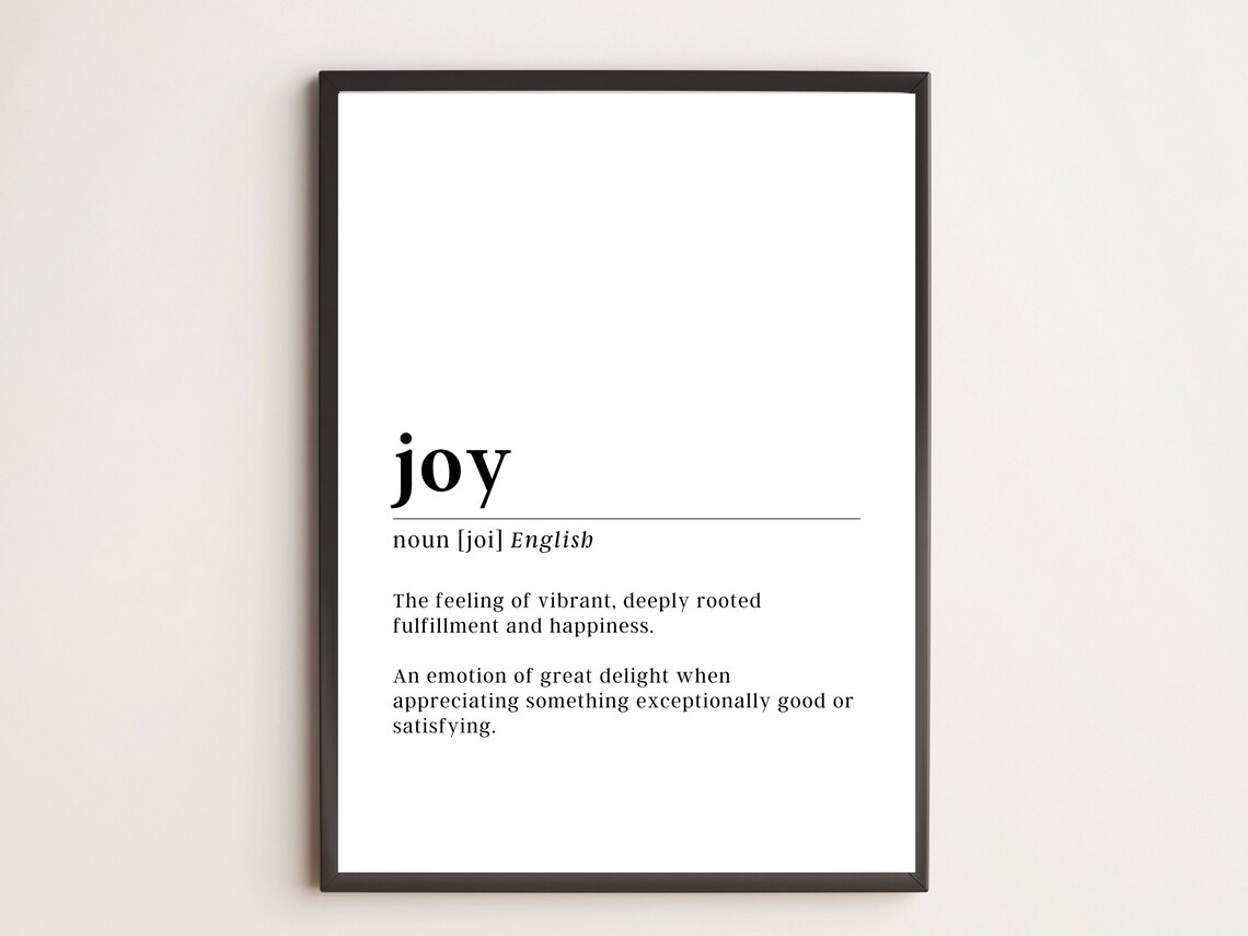 Joy Definition Print Motivational Wall Art