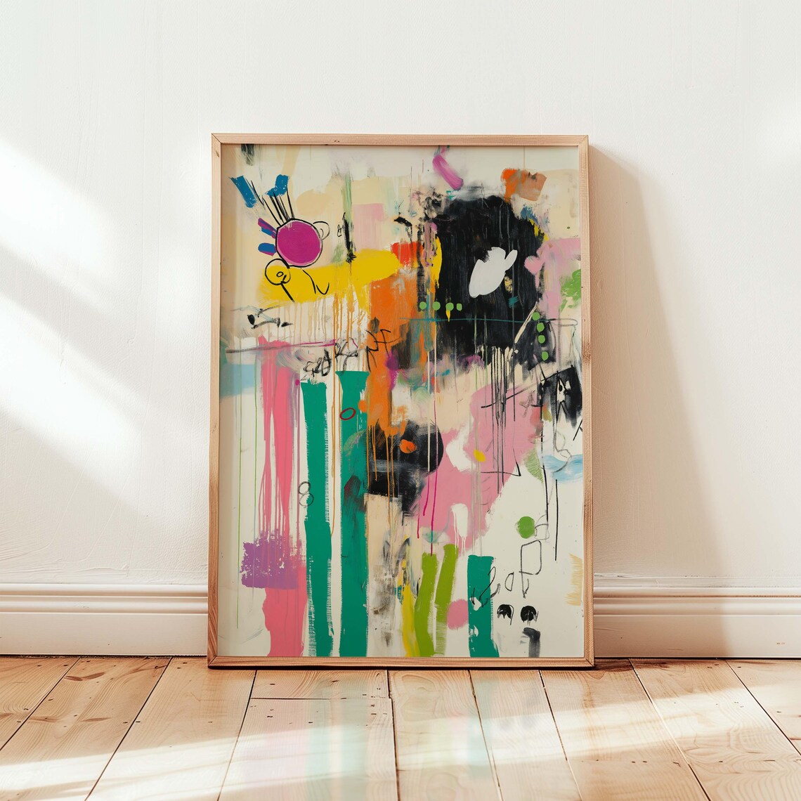 Bold Colorful Maximalist Abstract Gestural Painting Poster for Walls