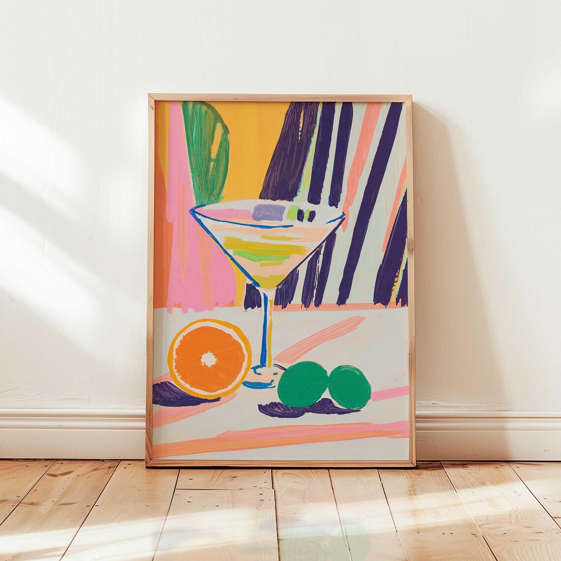 Colorful Matisse Style Cocktail Martini Glass Citrus Kitchen Poster