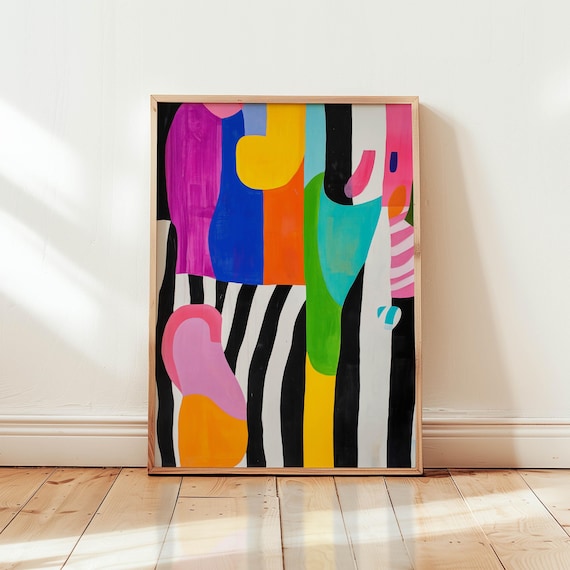 Colorful Modern Abstract Art Bold Vibrant Wall Decor Contemporary Eclectic Print Unique Statement Piece