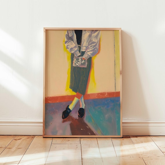 Modern Fashion Girl Wall Art Painterly Portrait Print Editorial Style Artwork Bold Colorful Decor For Trendy Apartment Or Gallery