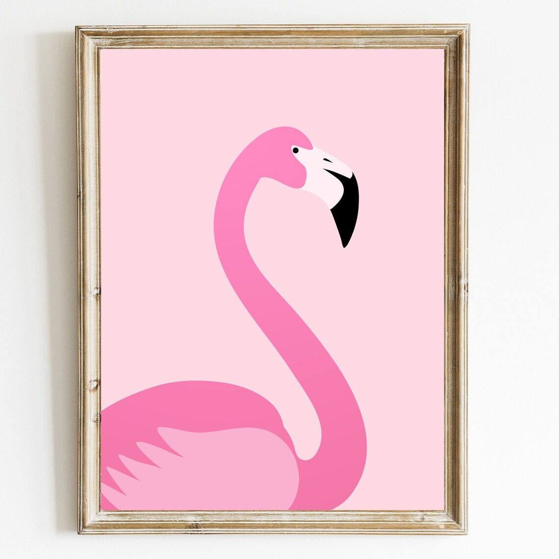 Pink Flamingo Minimalist Silhouette Modern Tropical Bird Art Poster