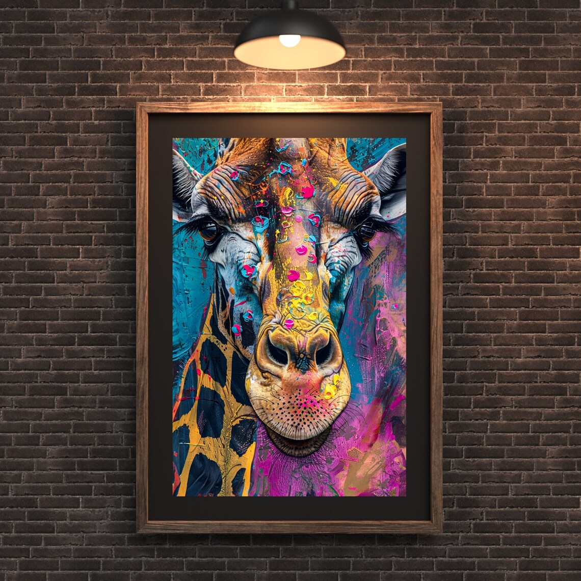 Colourful Giraffe Nursery Animal Art Print - Image 2