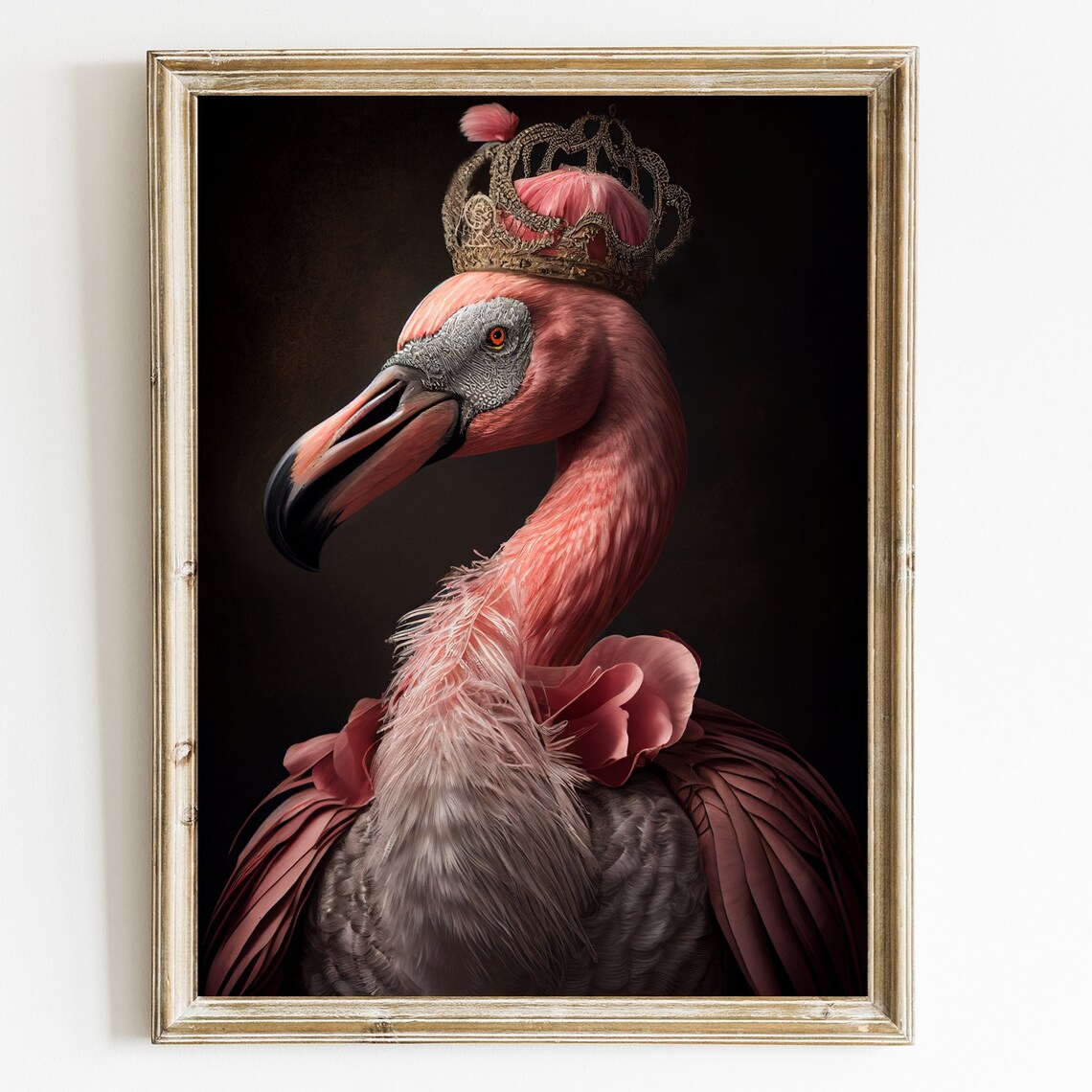 Vintage Flamingo Princess Bird Art Print