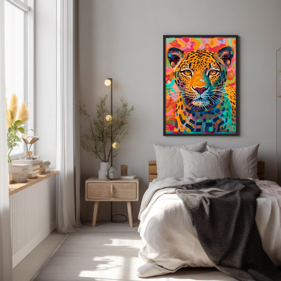 Colorful Pop Art Jaguar Portrait in Mosaic Brushstrokes Poster - Image 2