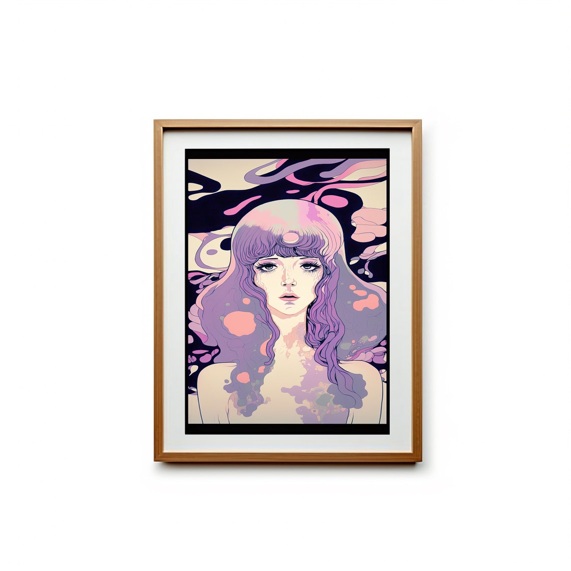 Watercolor Woman Purple Abstract Modern Print Artwork Decor Poster For Office - Image 2