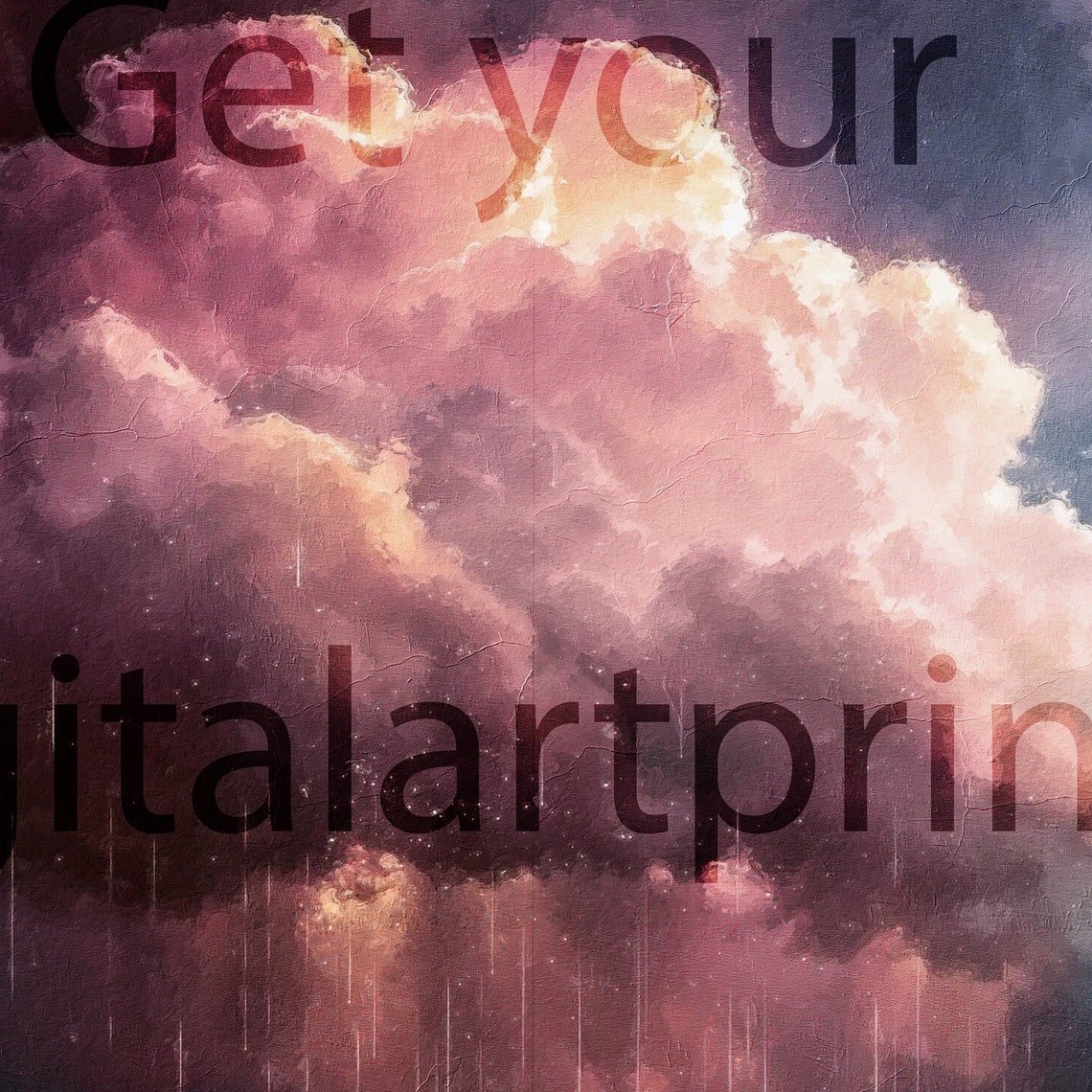 Pink Rain Cloud Over a Dark Sky Moody Cottagecore Art Poster - Image 3