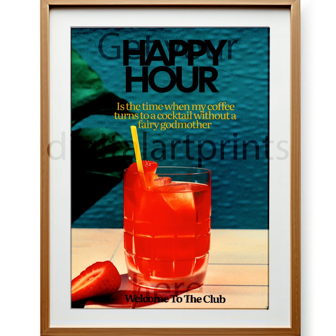 Happy Hour Coffee Turns To Cocktail Funny Vintage Quote Poster - Image 3