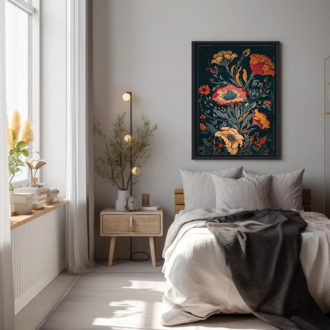 Art Vintage Art Vintage Print Antique Art Floral Wall Art Flower Painting Gold Tone Decor Reading Nook Vintage Poster Elegant - Image 2