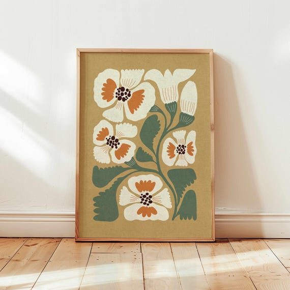 Retro Floral Vintage Botanical Print, Matisse Style