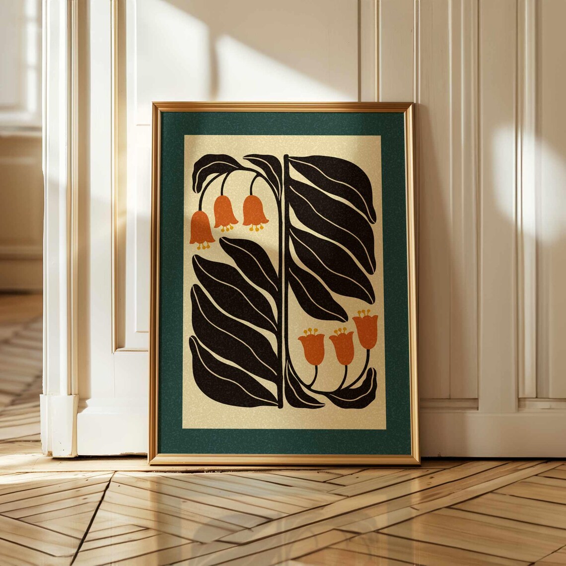 Abstract Mid Century Flower Print, Retro Floral Poster