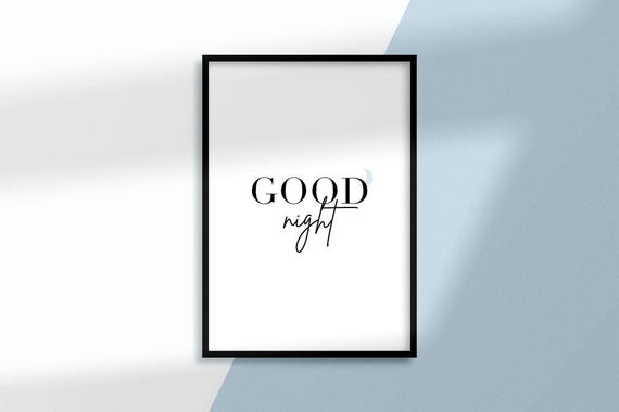 Good Night Typography Poster Wall Art