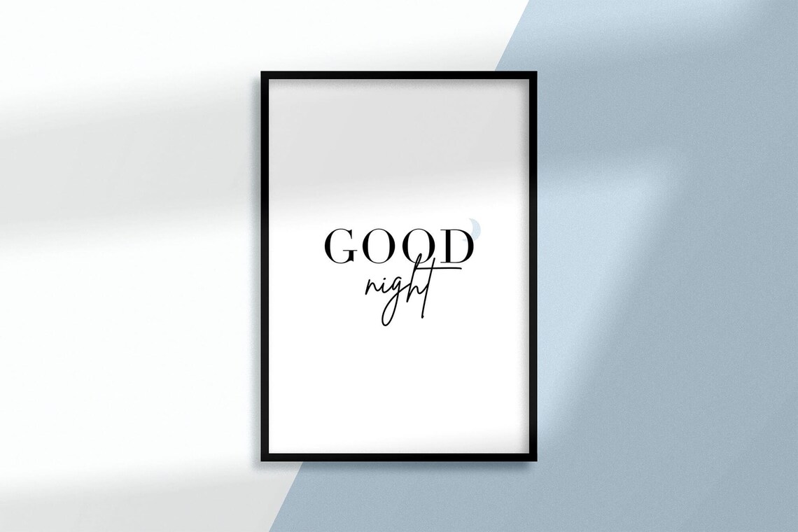 Good Night Typography Poster Wall Art