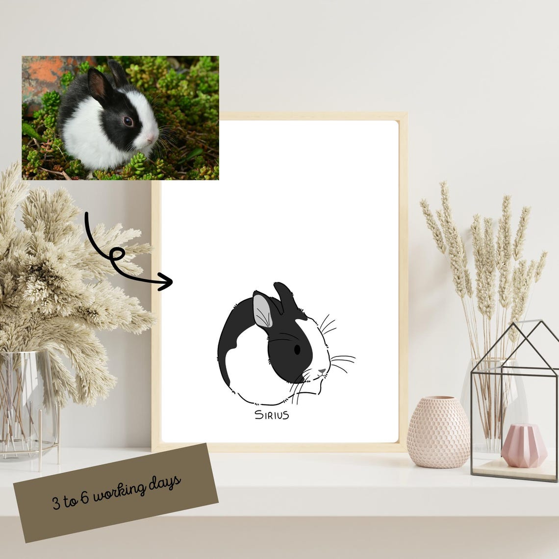 Shela the Bunny Cute Rabbit Nursery Bedroom Kids Animal Wall Art - Image 2