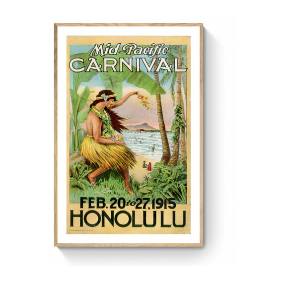Hawaii Vintage Poster Travel Poster Digitally Remastered For Large Prints 33x47in