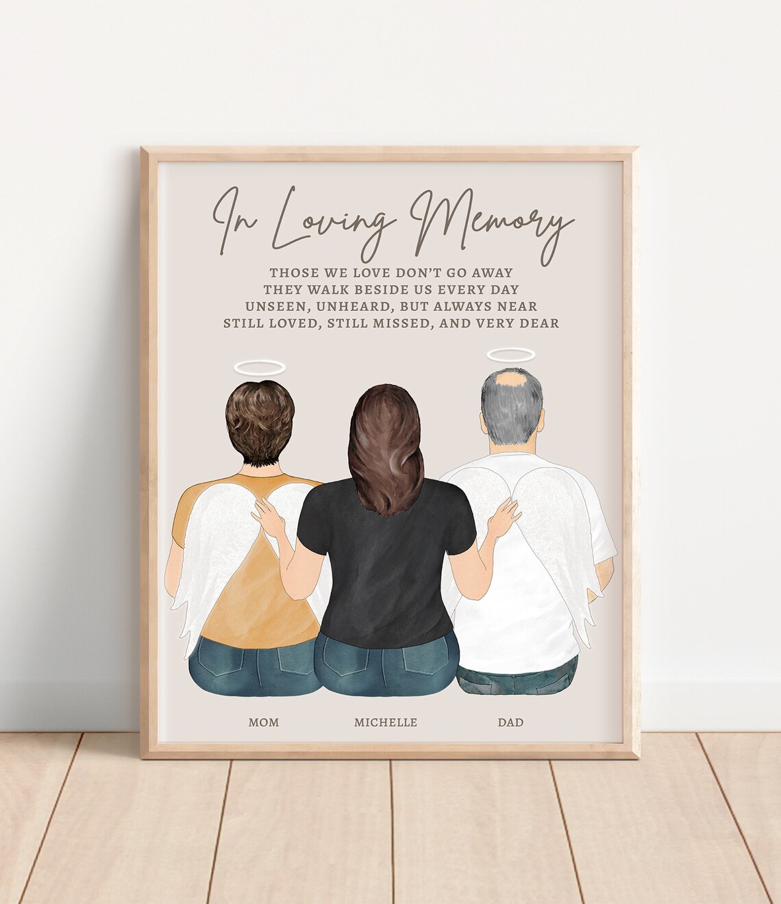 Personalized Parent Memorial Angel Art Print for Daughter