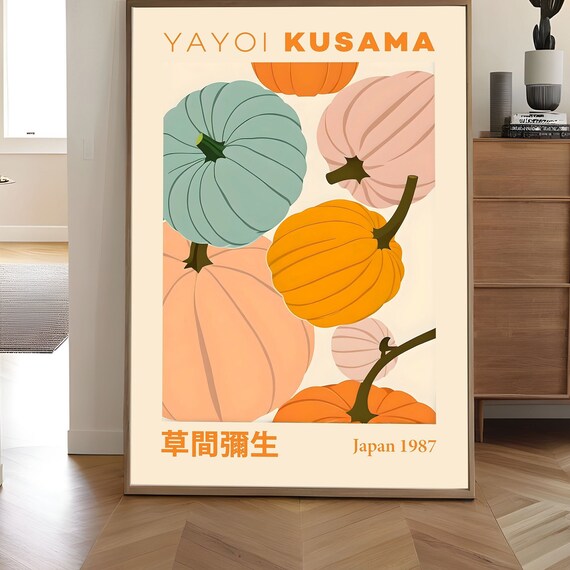 Yayoi Kusama Pumpkin Pattern Japan 1987 Pastel Gourd Art Poster