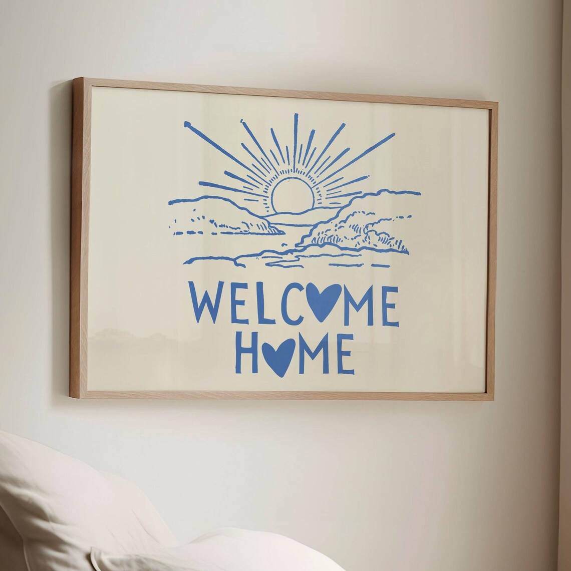 Welcome Home Sunrise Over Water Blue Coastal Entryway Poster