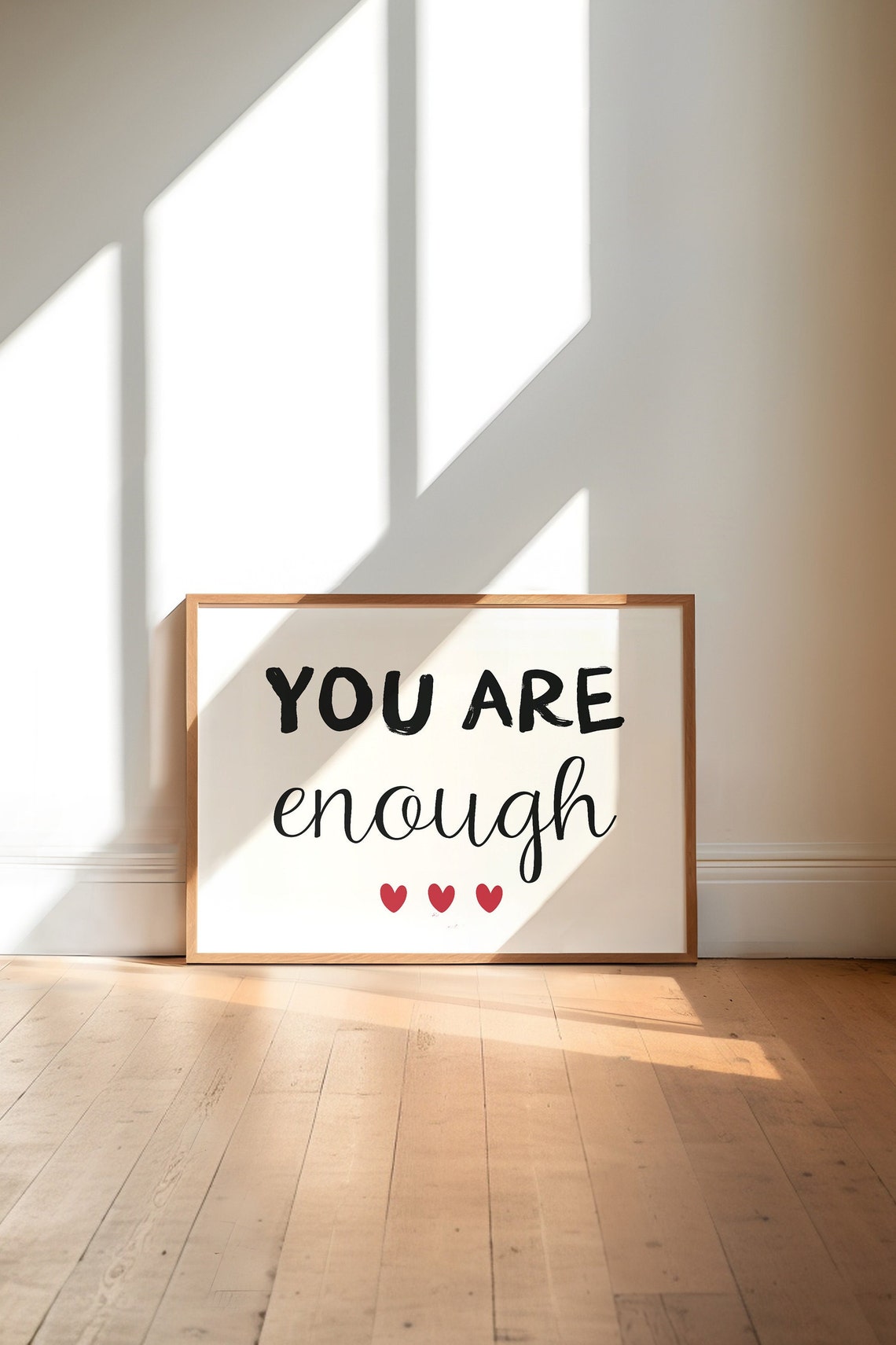 You Are Enough Mixed Bold And Script Red Hearts Affirmation Poster - Image 3
