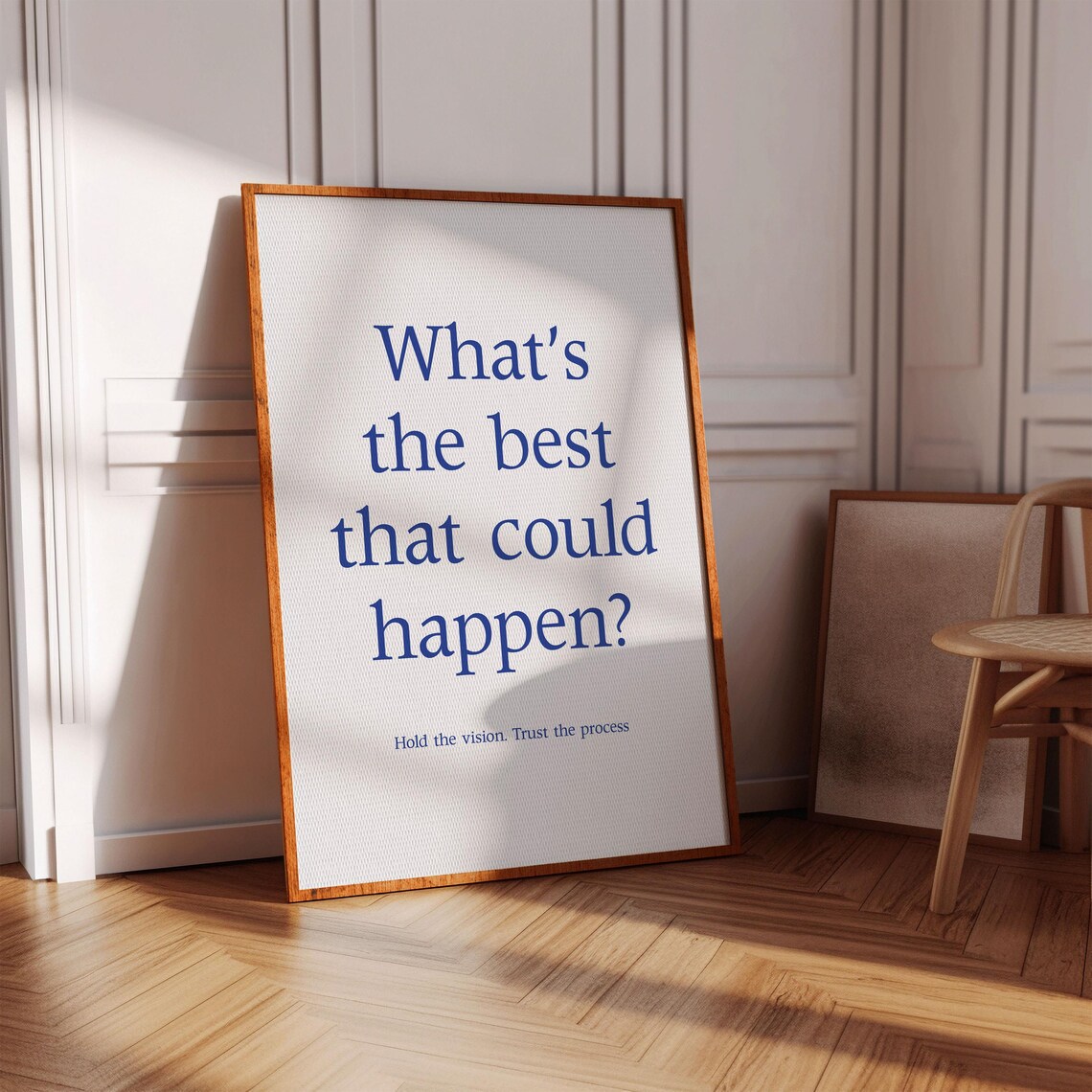 Whats The Best That Could Happen Print Inspirational Poster Positive Affirmation Wall Art Light Blue Motivational Quotes Typography