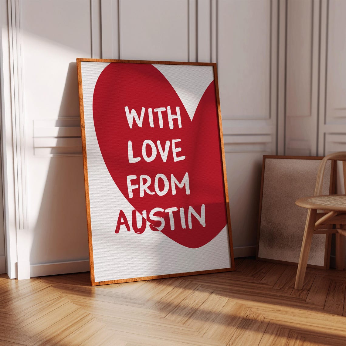With Love From Austin Texas Big Red Heart Minimalist Decor Poster