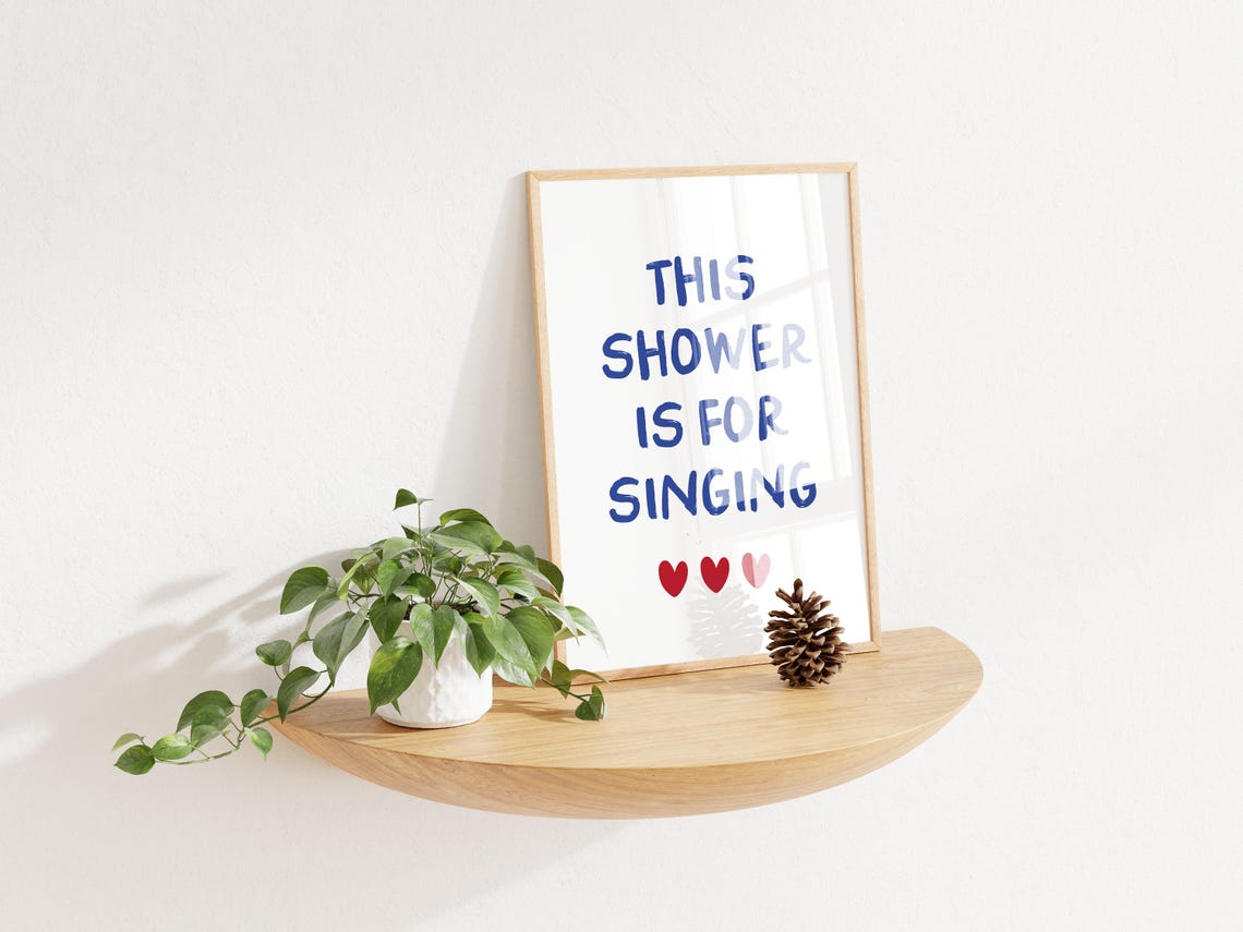 This Shower Is for Singing Bold Blue Bathroom Funny Quote Poster - Image 2
