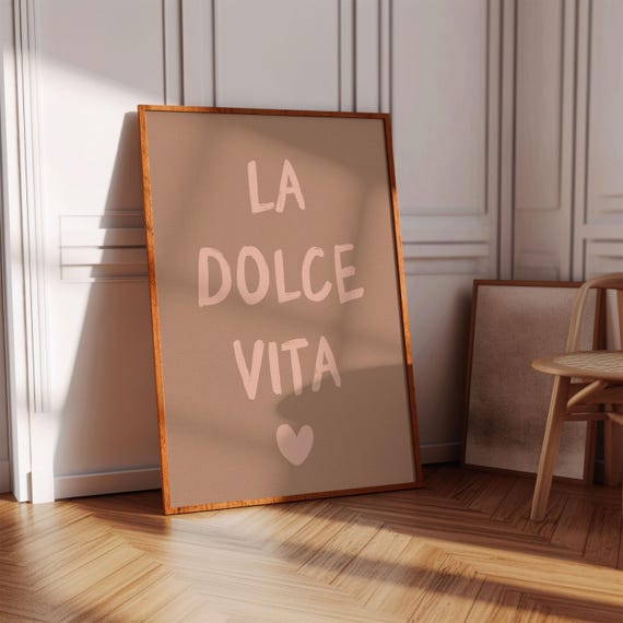 La Dolce Vita Print Trendy Wall Art Italian Quote Retro Decor Cute Housewarming Gifts For Girls Living Room