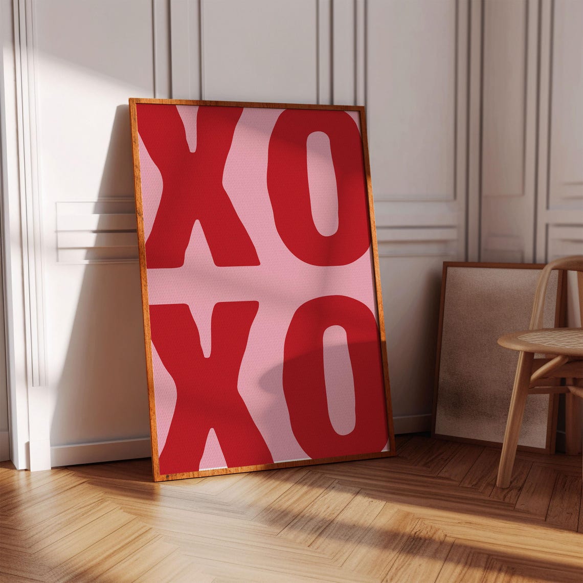XOXO Bold Red On Pink Retro Typography Valentines Day Love Poster