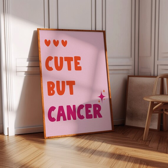 Cute But Cancer Zodiac Pink Gradient Bubble Letter Wall Poster