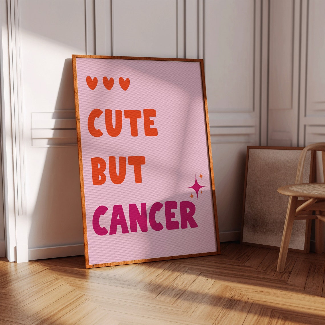Cute But Cancer Trendy Dorm Room Decor Cute Quote Zodiac Art Aesthetic Apartment Wall Art Pink Cancer Wall Art Zodiac Wall Decor Teen Wall