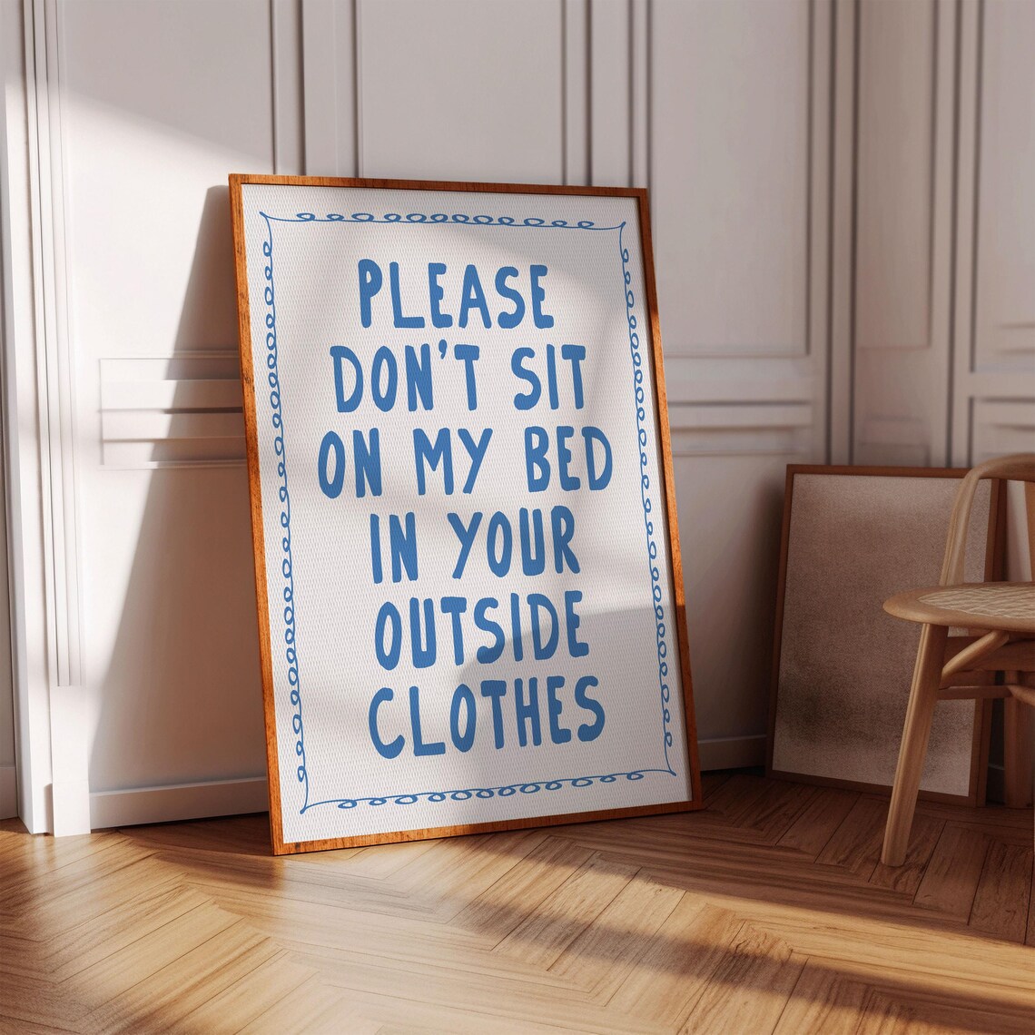 No Outside Clothes on Bed Funny Bedroom Quote Art Print